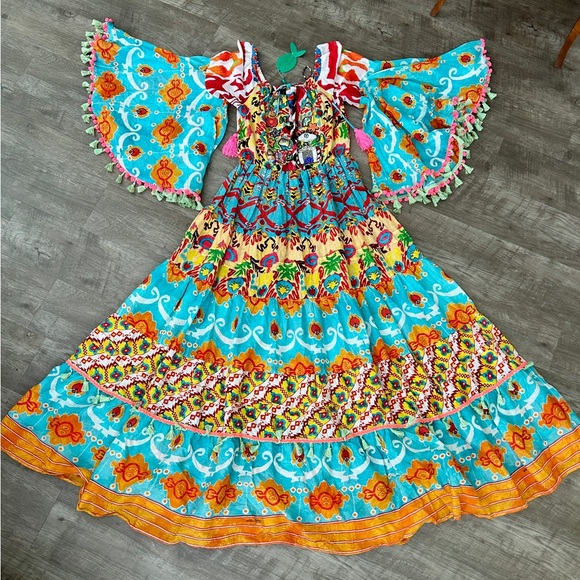 NWT Antica Sartoria Giacomo Cinque Dress | Boho Cotton Maxi | One Size - Picture 1 of 9